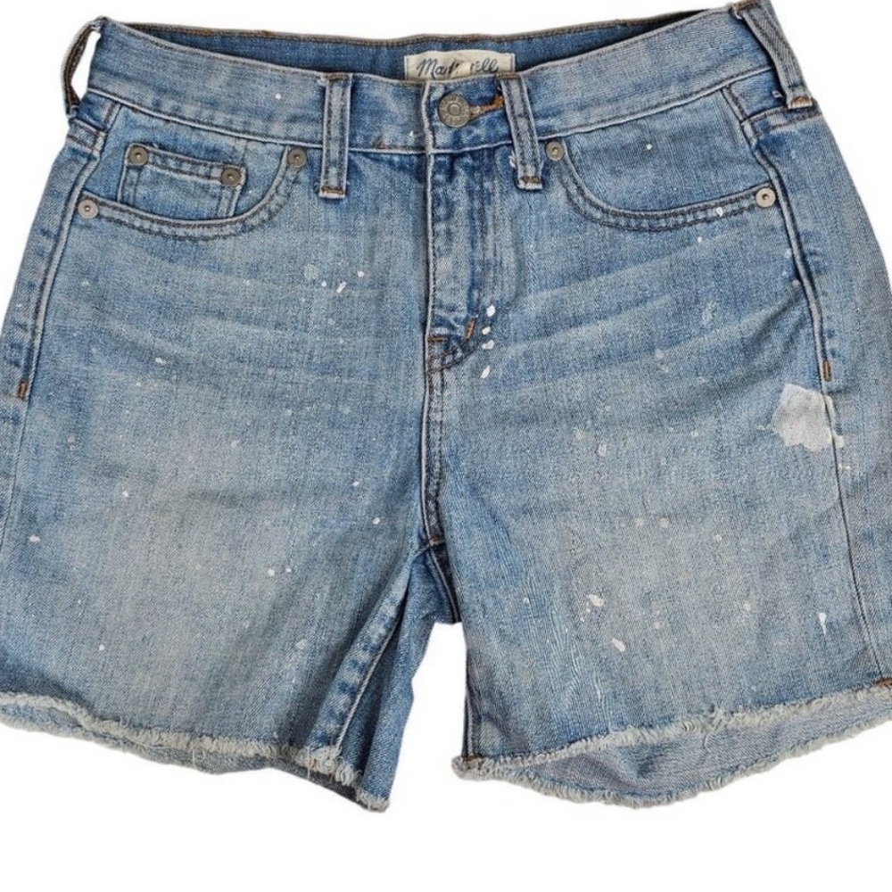 Madewell Womens Denim Shorts Distressed Paint Splatter Style Cotton Casual 24